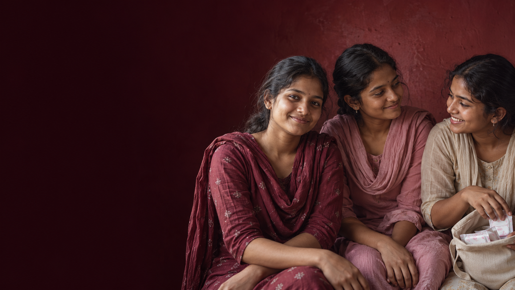 Three young women sharing a supportive moment